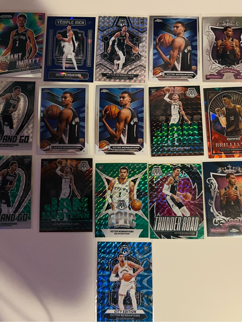 Victor Wembanyama Basketball Card Collection - Blue & Green Holographic Set